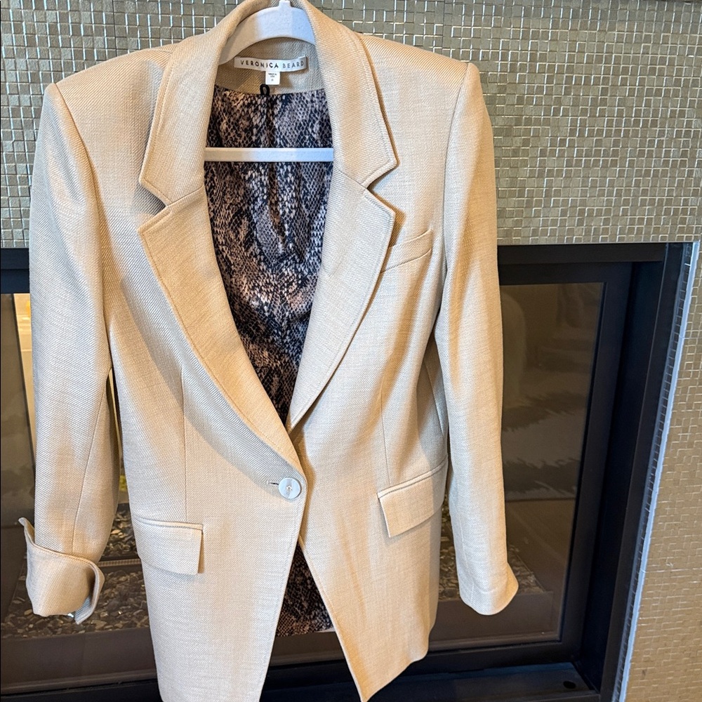Veronica Beard Beige Blazer with Snakeskin Lining
